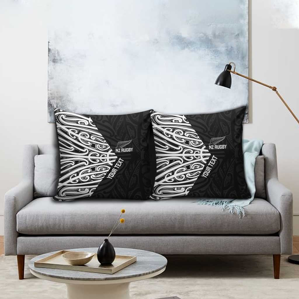 New Zealand Silver Fern Rugby Custom Pillow Cover Maori Koru Go Black Fern - Polynesian Pride