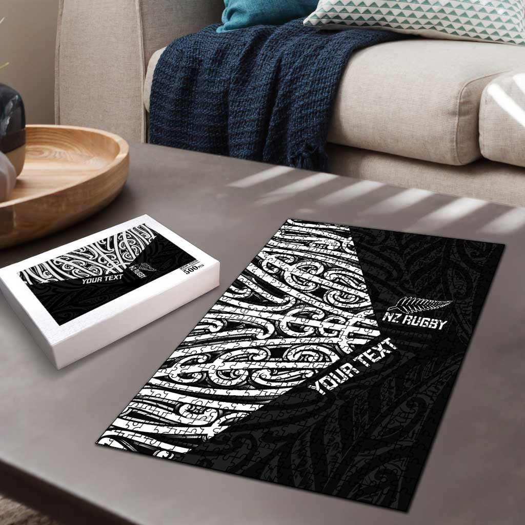 New Zealand Silver Fern Rugby Custom Puzzle Maori Koru Go Black Fern - Polynesian Pride