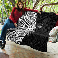 New Zealand Silver Fern Rugby Custom Quilt Maori Koru Go Black Fern - Polynesian Pride
