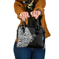 New Zealand Silver Fern Rugby Custom Shoulder Handbag Maori Koru Go Black Fern - Polynesian Pride