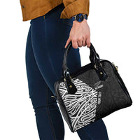 New Zealand Silver Fern Rugby Custom Shoulder Handbag Maori Koru Go Black Fern - Polynesian Pride