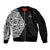 New Zealand Silver Fern Rugby Custom Sleeve Zip Bomber Jacket Maori Koru Go Black Fern - Polynesian Pride