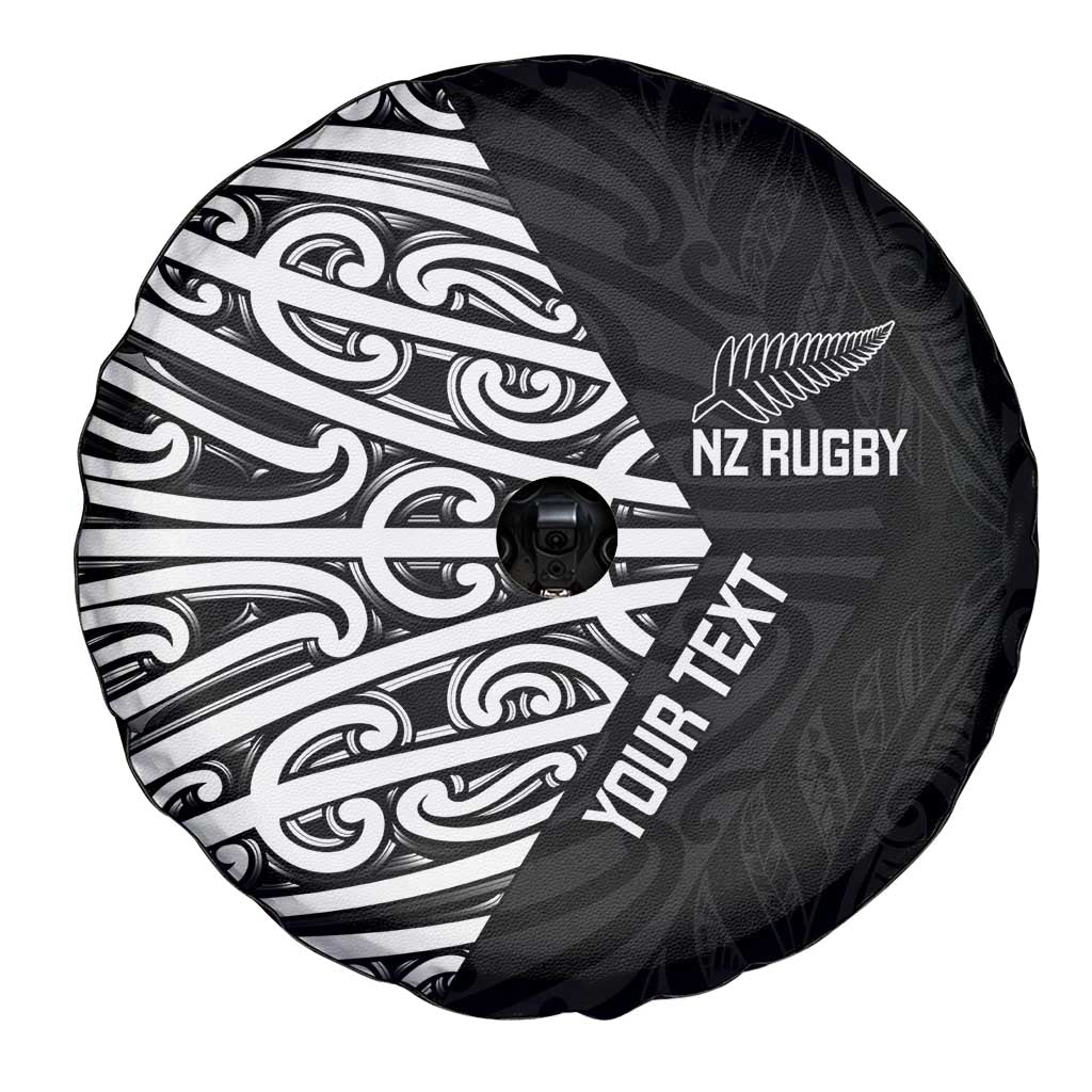 New Zealand Silver Fern Rugby Custom Spare Tire Cover Maori Koru Go Black Fern - Polynesian Pride