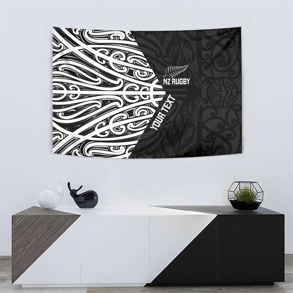 New Zealand Silver Fern Rugby Custom Tapestry Maori Koru Go Black Fern - Polynesian Pride