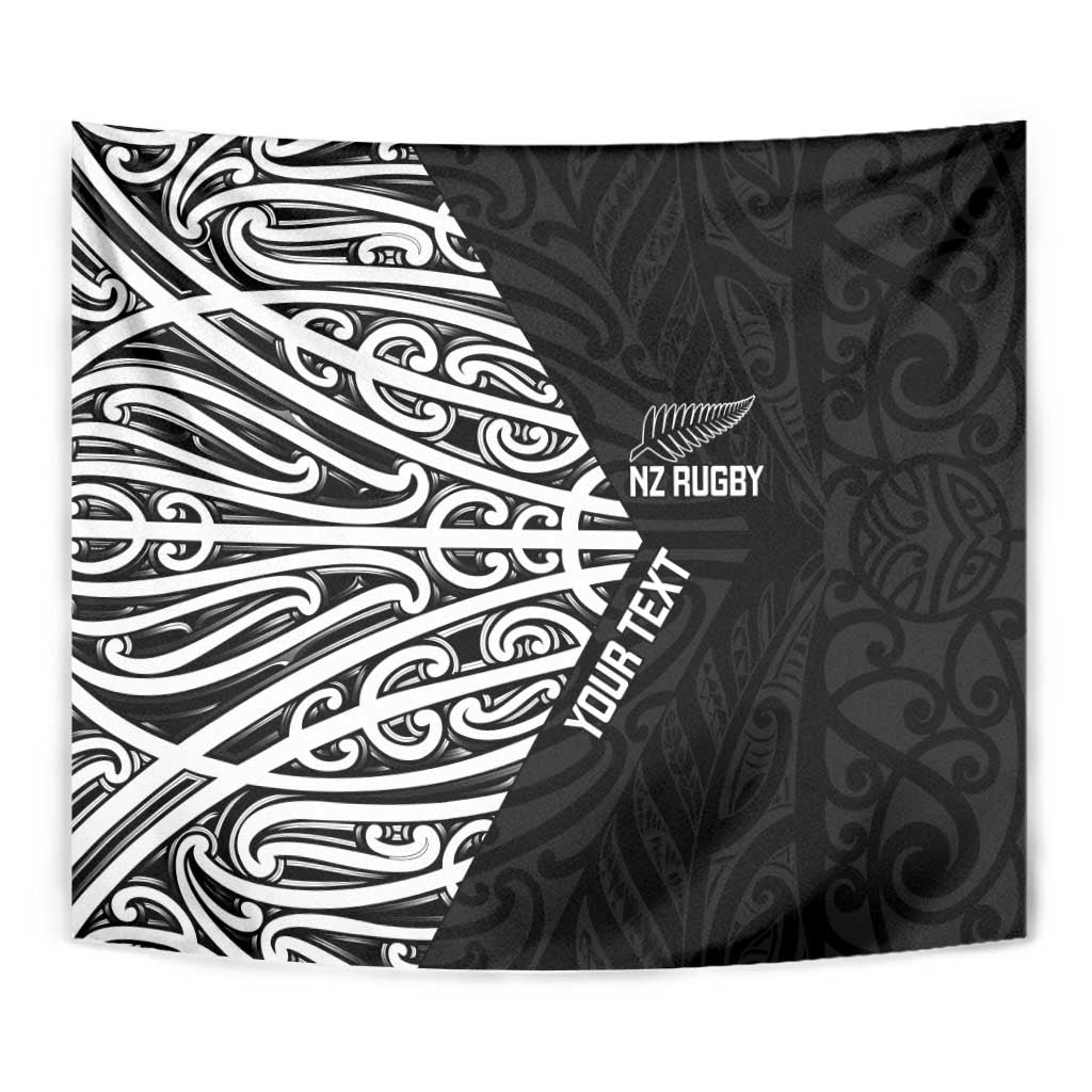 New Zealand Silver Fern Rugby Custom Tapestry Maori Koru Go Black Fern - Polynesian Pride