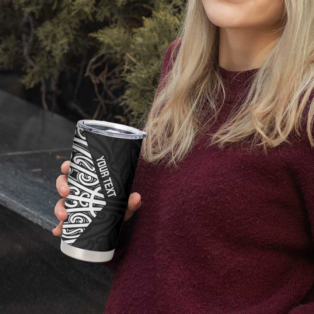 New Zealand Silver Fern Rugby Custom Tumbler Cup Maori Koru Go Black Fern - Polynesian Pride