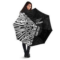 New Zealand Silver Fern Rugby Custom Umbrella Maori Koru Go Black Fern - Polynesian Pride