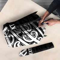 New Zealand Silver Fern Rugby Custom Umbrella Maori Koru Go Black Fern - Polynesian Pride