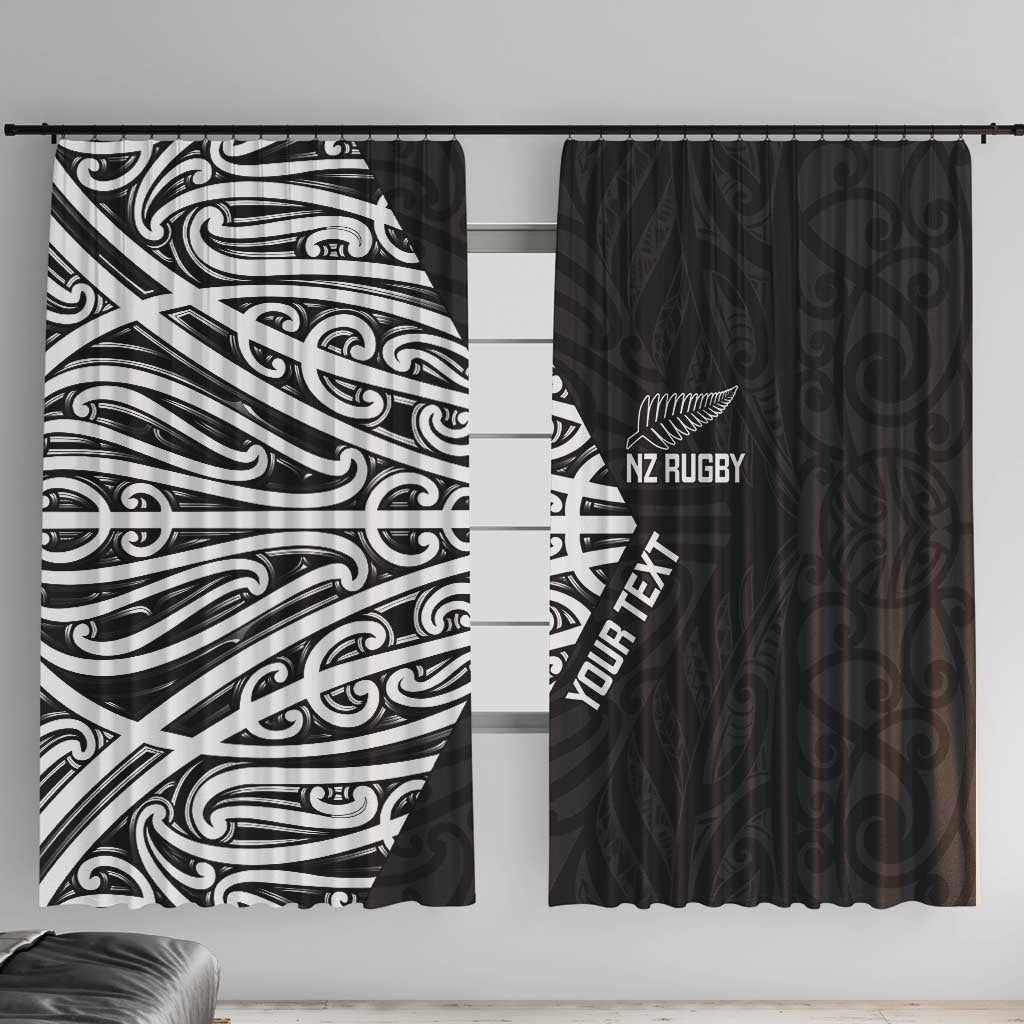 New Zealand Silver Fern Rugby Custom Window Curtain Maori Koru Go Black Fern - Polynesian Pride