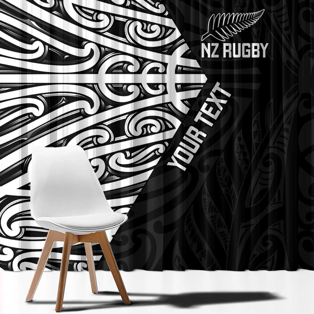 New Zealand Silver Fern Rugby Custom Window Curtain Maori Koru Go Black Fern - Polynesian Pride