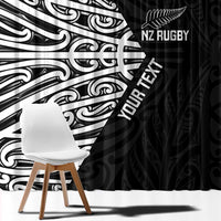 New Zealand Silver Fern Rugby Custom Window Curtain Maori Koru Go Black Fern - Polynesian Pride