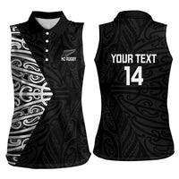 New Zealand Silver Fern Rugby Custom Women Sleeveless Polo Shirt Maori Koru Go Black Fern - Polynesian Pride