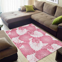 Pink Aloha Hawaii Area Rug Monstera Hibiscus Plumeria Seamless Vibes - Polynesian Pride