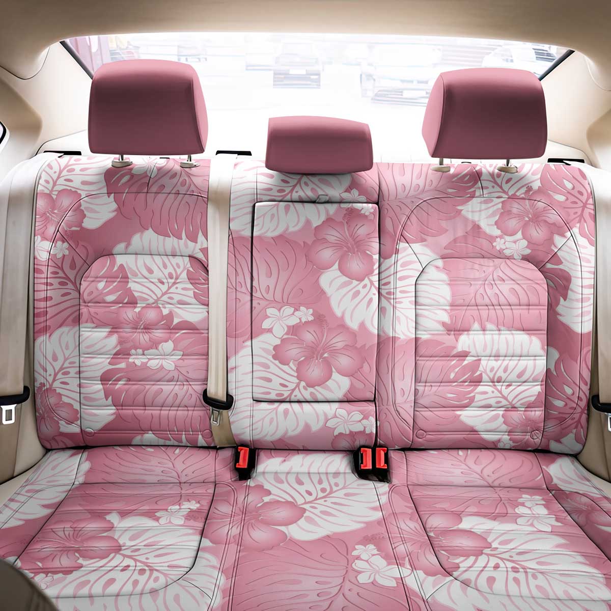 Pink Aloha Hawaii Back Car Seat Cover Monstera Hibiscus Plumeria Seamless Vibes - Polynesian Pride