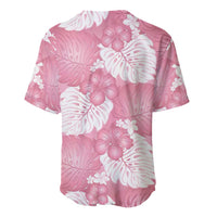 Pink Aloha Hawaii Baseball Jersey Monstera Hibiscus Plumeria Seamless Vibes - Polynesian Pride