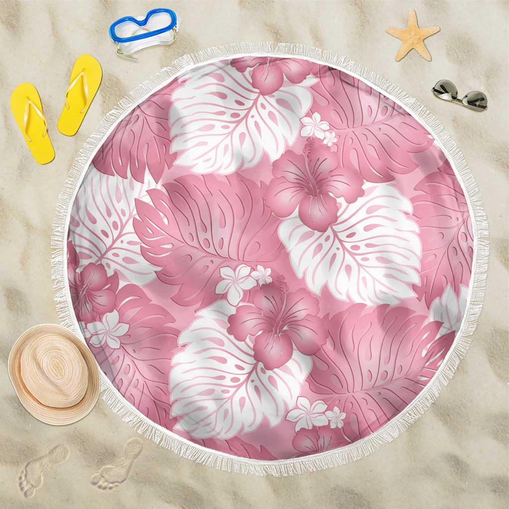 Pink Aloha Hawaii Beach Blanket Monstera Hibiscus Plumeria Seamless Vibes - Polynesian Pride