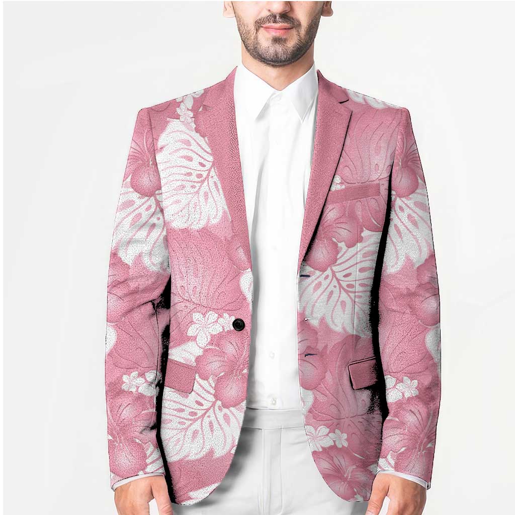 Pink Aloha Hawaii Blazer Monstera Hibiscus Plumeria Seamless Vibes - Polynesian Pride