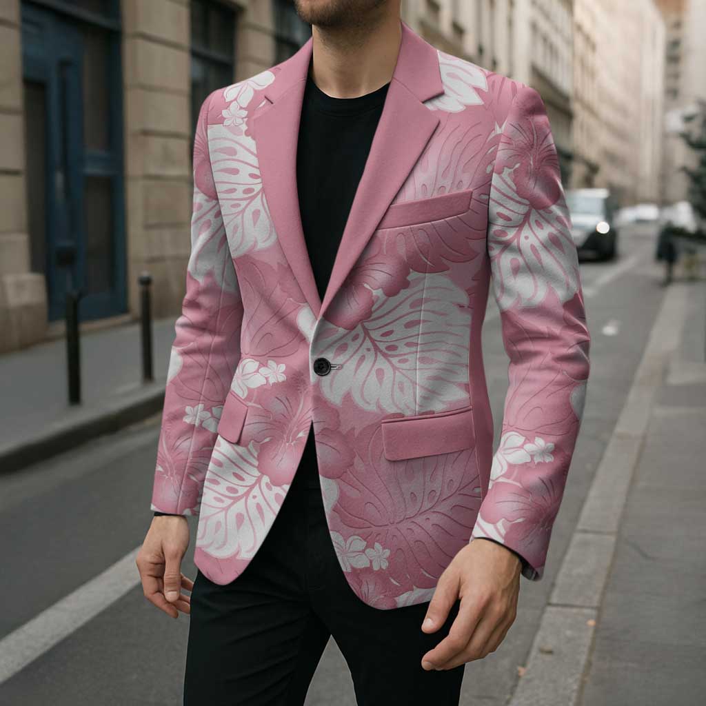 Pink Aloha Hawaii Blazer Monstera Hibiscus Plumeria Seamless Vibes - Polynesian Pride