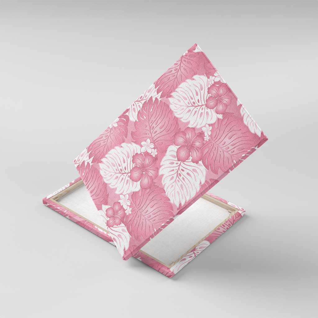 Pink Aloha Hawaii Canvas Wall Art Monstera Hibiscus Plumeria Seamless Vibes - Polynesian Pride