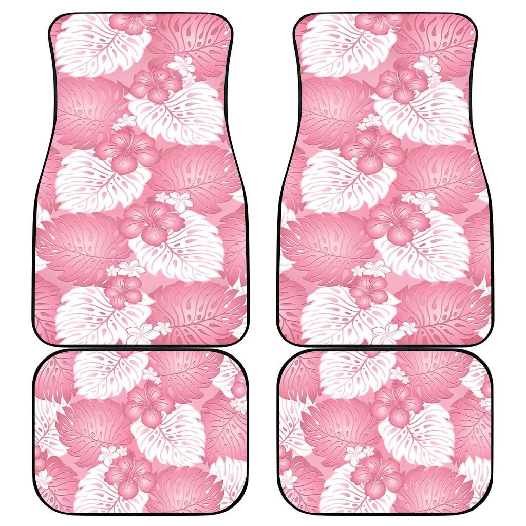 Pink Aloha Hawaii Car Mats Monstera Hibiscus Plumeria Seamless Vibes - Polynesian Pride