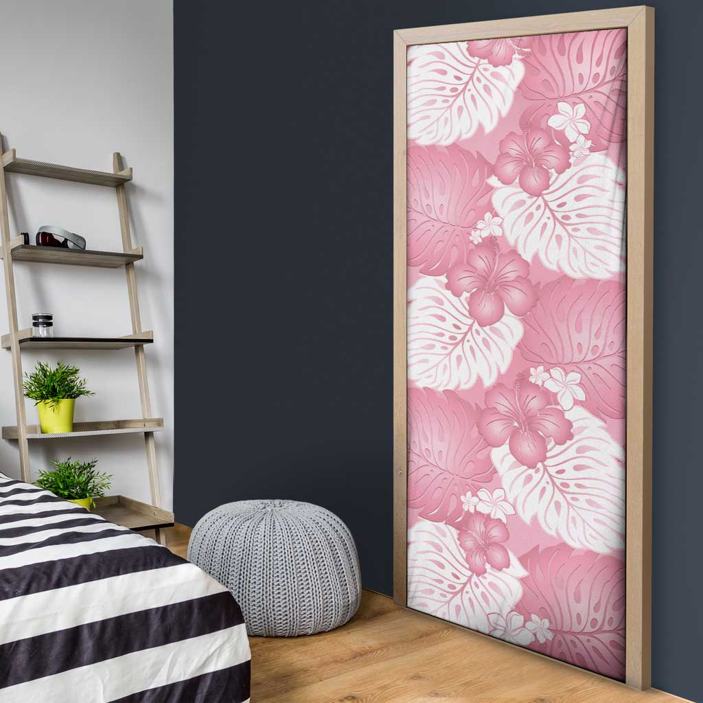 Pink Aloha Hawaii Door Cover Monstera Hibiscus Plumeria Seamless Vibes - Polynesian Pride