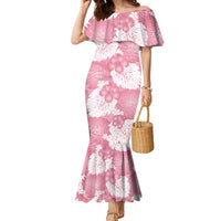Pink Aloha Hawaii Family Matching Mermaid Dress and Hawaiian Shirt Monstera Hibiscus Plumeria Seamless Vibes - Polynesian Pride