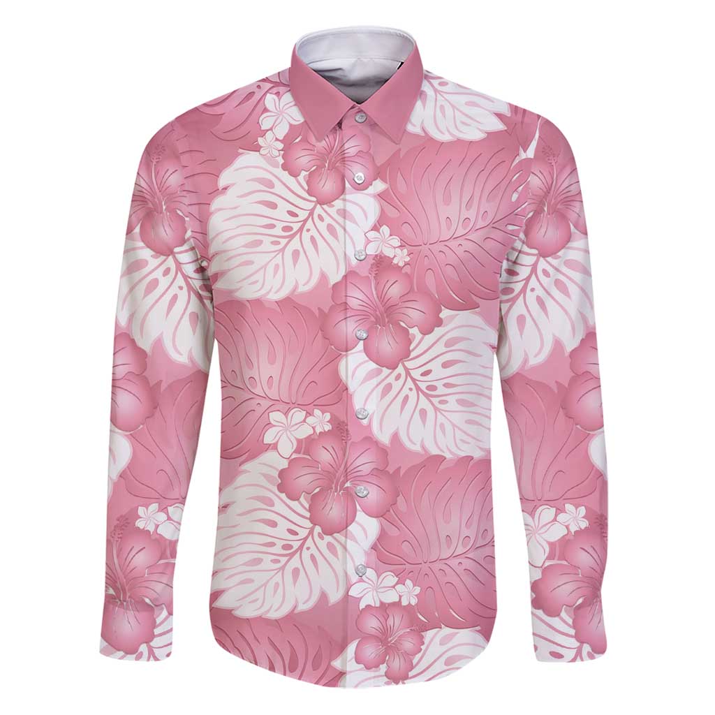 Pink Aloha Hawaii Family Matching Puletasi and Hawaiian Shirt Monstera Hibiscus Plumeria Seamless Vibes - Polynesian Pride
