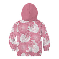 Pink Aloha Hawaii Kid Hoodie Monstera Hibiscus Plumeria Seamless Vibes - Polynesian Pride