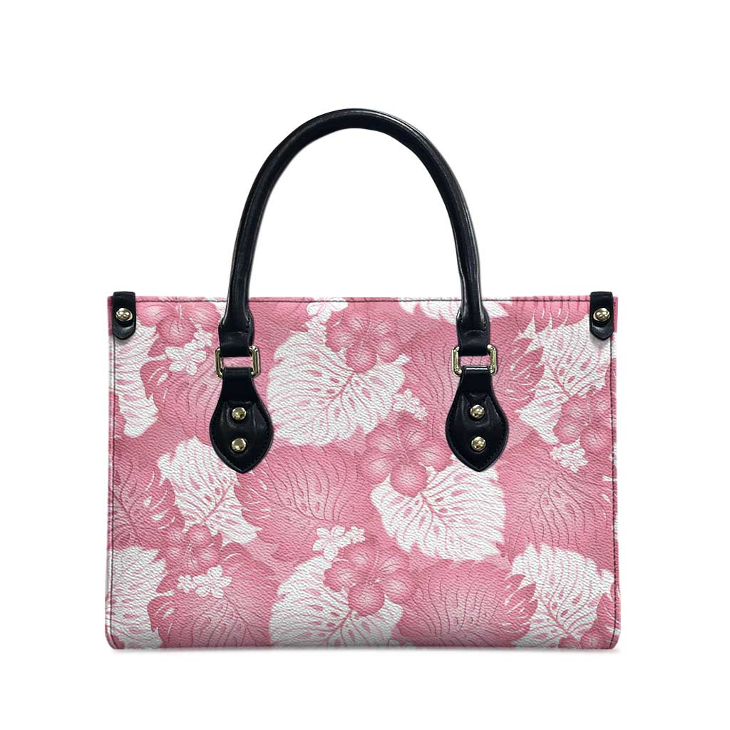 Pink Aloha Hawaii Leather Bag Monstera Hibiscus Plumeria Seamless Vibes - Polynesian Pride
