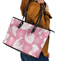 Pink Aloha Hawaii Leather Tote Bag Monstera Hibiscus Plumeria Seamless Vibes - Polynesian Pride