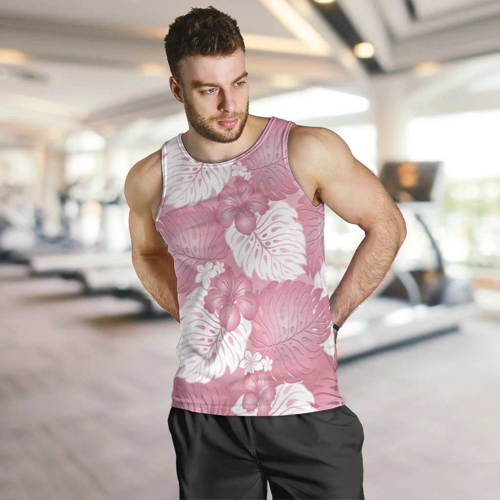 Pink Aloha Hawaii Men Tank Top Monstera Hibiscus Plumeria Seamless Vibes - Polynesian Pride