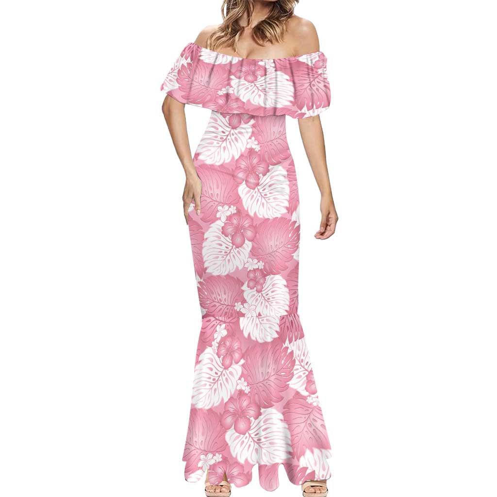 Pink Aloha Hawaii Mermaid Dress Monstera Hibiscus Plumeria Seamless Vibes - Polynesian Pride