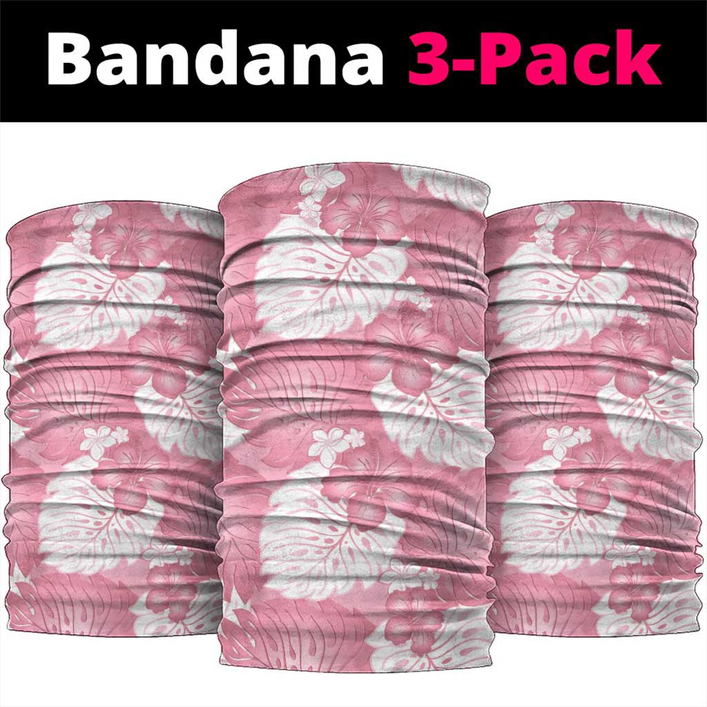 Pink Aloha Hawaii Neck Gaiter Monstera Hibiscus Plumeria Seamless Vibes LT14