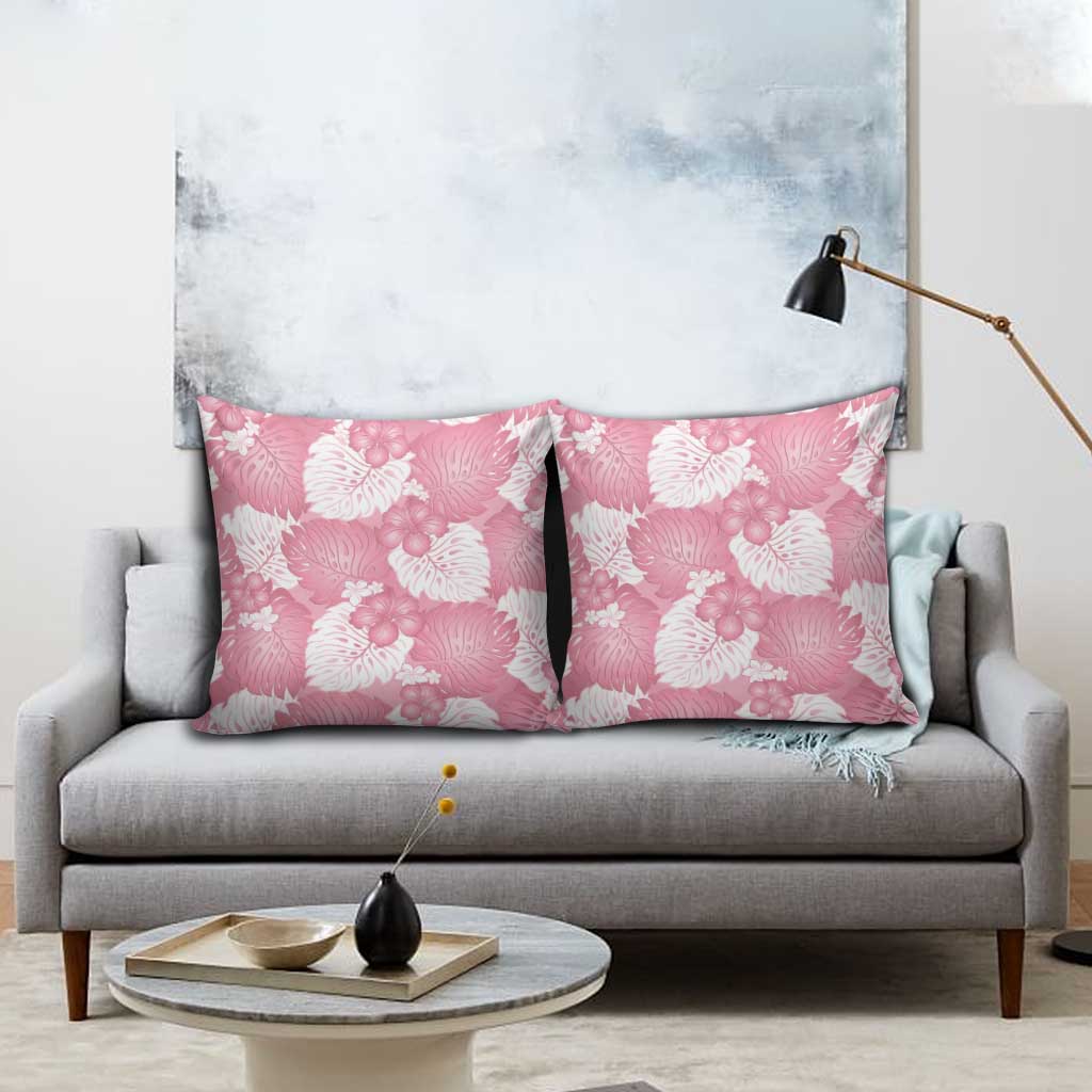 Pink Aloha Hawaii Pillow Cover Monstera Hibiscus Plumeria Seamless Vibes - Polynesian Pride
