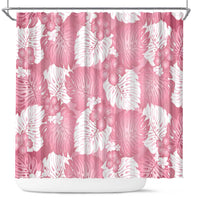 Pink Aloha Hawaii Shower Curtain Monstera Hibiscus Plumeria Seamless Vibes - Polynesian Pride