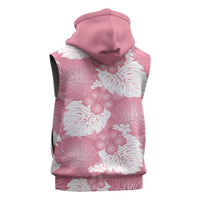 Pink Aloha Hawaii Sleeveless Zip Hoodie Monstera Hibiscus Plumeria Seamless Vibes - Polynesian Pride