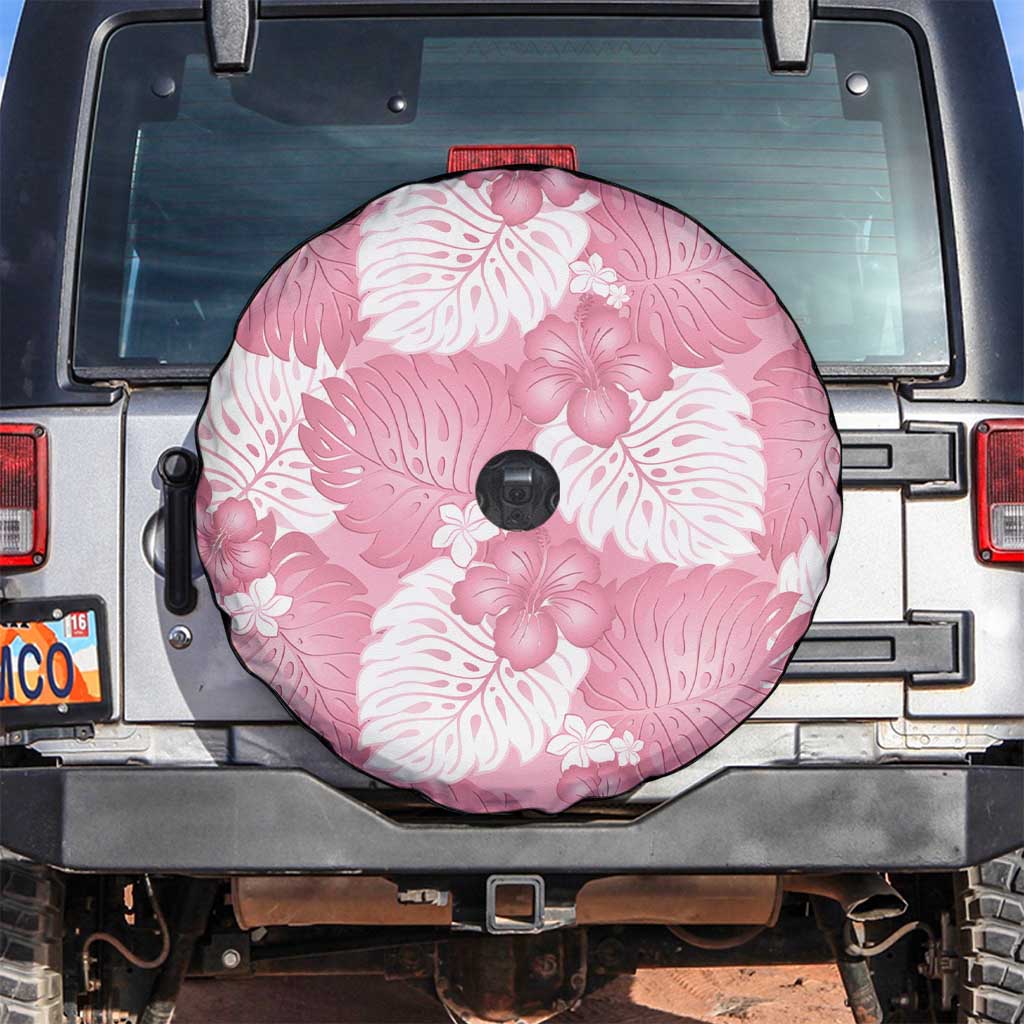 Pink Aloha Hawaii Spare Tire Cover Monstera Hibiscus Plumeria Seamless Vibes - Polynesian Pride