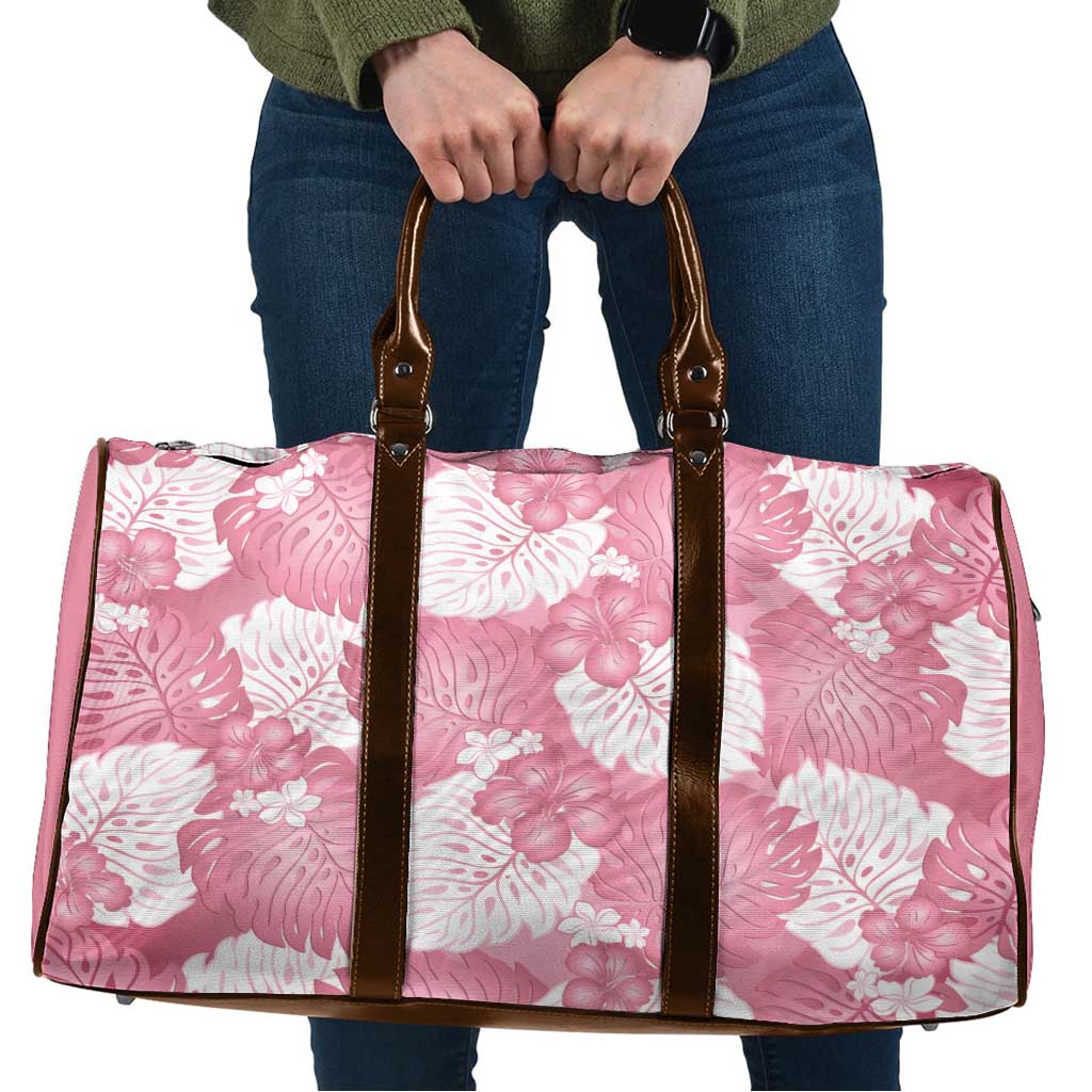 Pink Aloha Hawaii Travel Bag Monstera Hibiscus Plumeria Seamless Vibes - Polynesian Pride