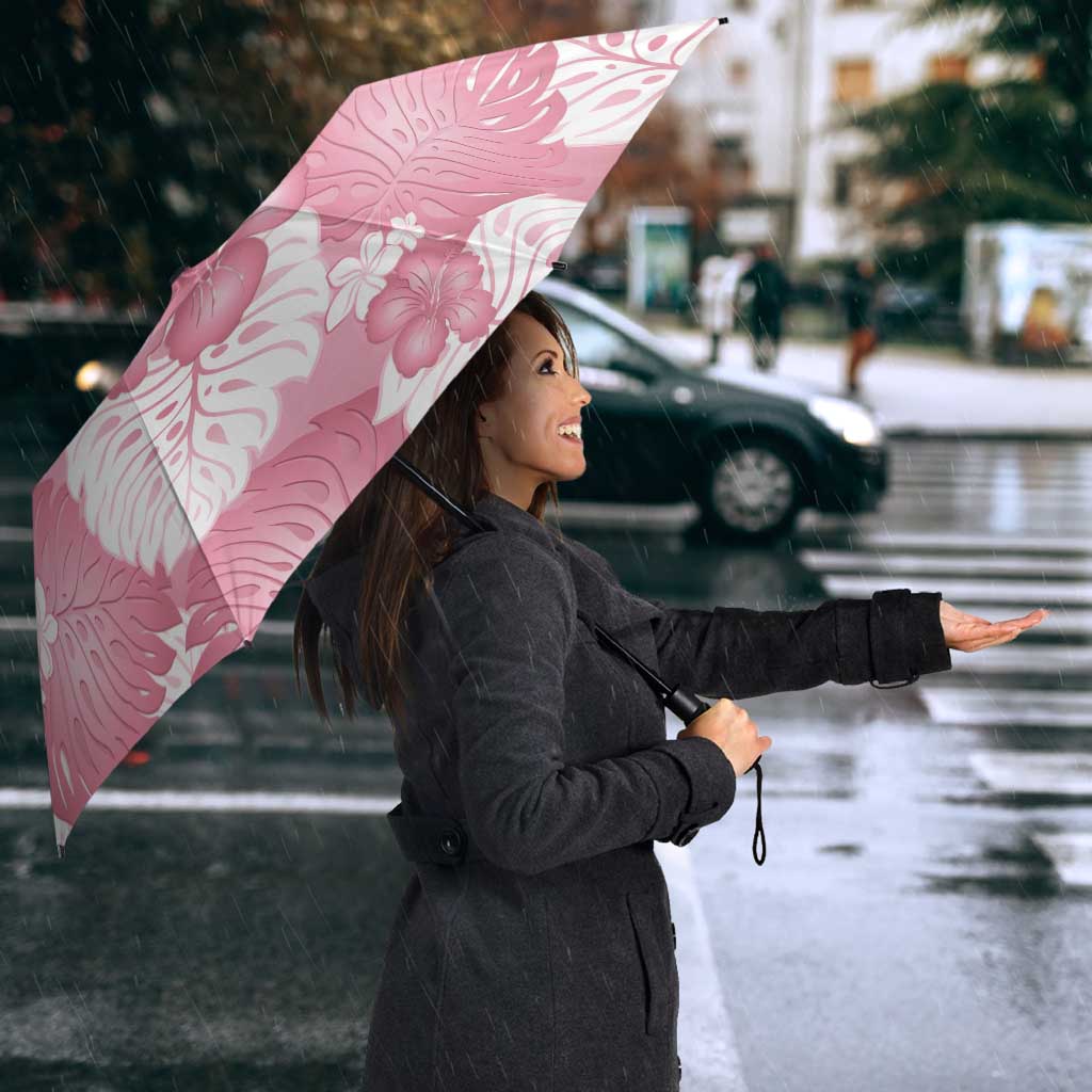 Pink Aloha Hawaii Umbrella Monstera Hibiscus Plumeria Seamless Vibes - Polynesian Pride