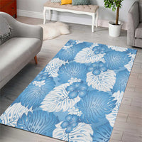 Blue Aloha Hawaii Area Rug Monstera Hibiscus Plumeria Seamless Vibes - Polynesian Pride
