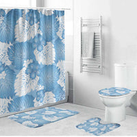 Blue Aloha Hawaii Bathroom Set Monstera Hibiscus Plumeria Seamless Vibes - Polynesian Pride
