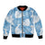 Blue Aloha Hawaii Bomber Jacket Monstera Hibiscus Plumeria Seamless Vibes - Polynesian Pride