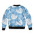 Blue Aloha Hawaii Bomber Jacket Monstera Hibiscus Plumeria Seamless Vibes - Polynesian Pride