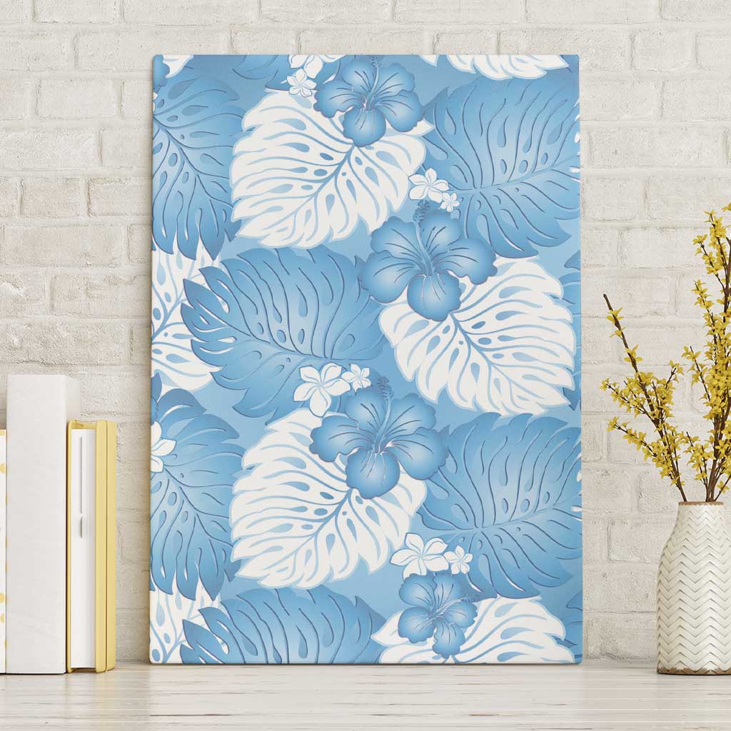 Blue Aloha Hawaii Canvas Wall Art Monstera Hibiscus Plumeria Seamless Vibes - Polynesian Pride