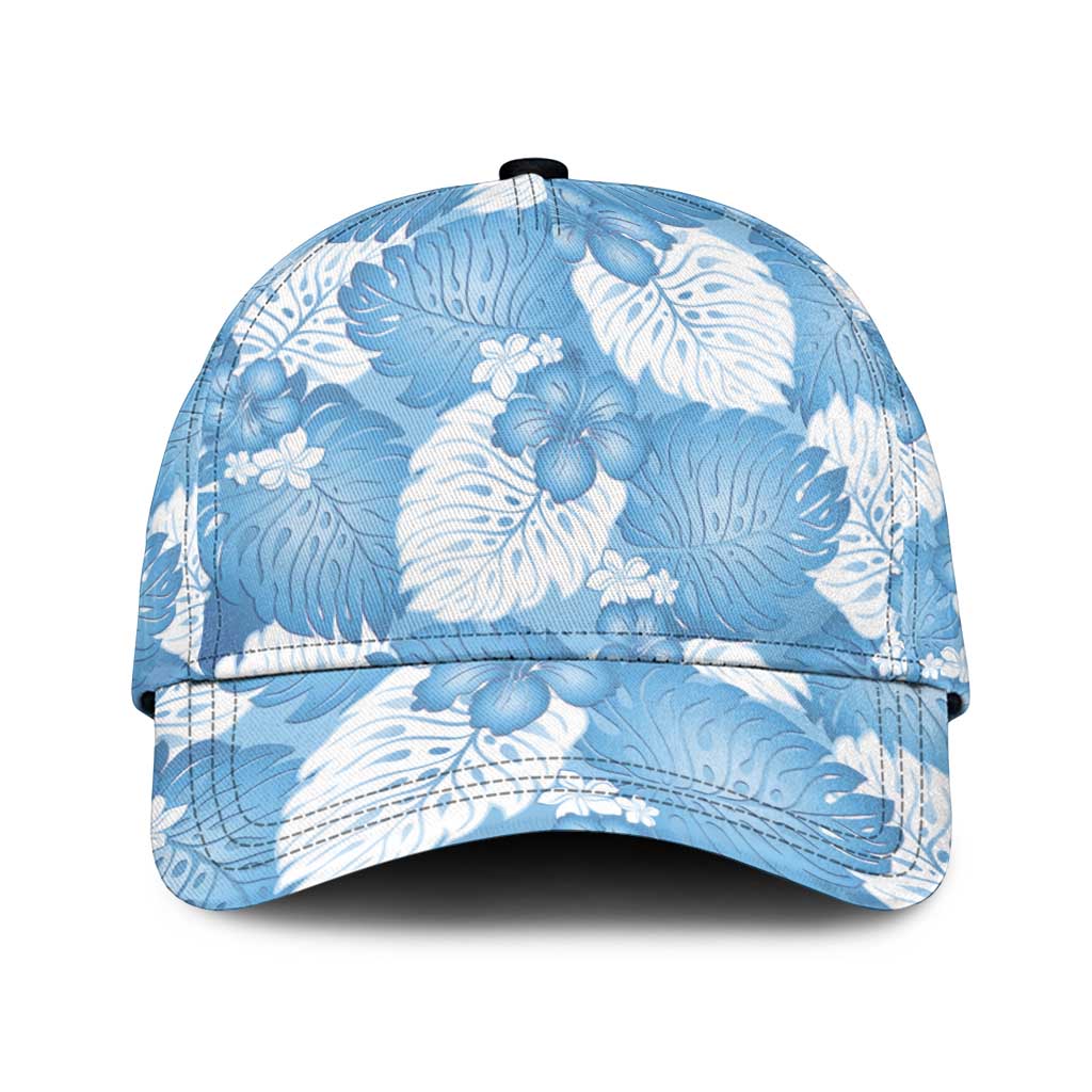 Blue Aloha Hawaii Classic Cap Monstera Hibiscus Plumeria Seamless Vibes - Polynesian Pride