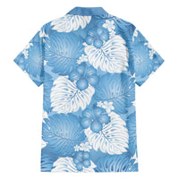 Blue Aloha Hawaii Family Matching Off Shoulder Maxi Dress and Hawaiian Shirt Monstera Hibiscus Plumeria Seamless Vibes - Polynesian Pride