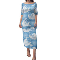 Blue Aloha Hawaii Family Matching Puletasi and Hawaiian Shirt Monstera Hibiscus Plumeria Seamless Vibes - Polynesian Pride