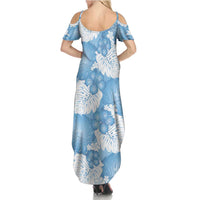 Blue Aloha Hawaii Family Matching Summer Maxi Dress and Hawaiian Shirt Monstera Hibiscus Plumeria Seamless Vibes - Polynesian Pride