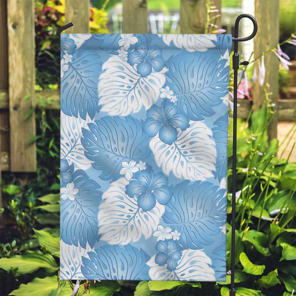 Blue Aloha Hawaii Garden Flag Monstera Hibiscus Plumeria Seamless Vibes - Polynesian Pride