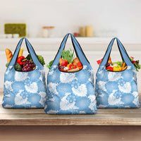 Blue Aloha Hawaii Grocery Bag Monstera Hibiscus Plumeria Seamless Vibes - Polynesian Pride